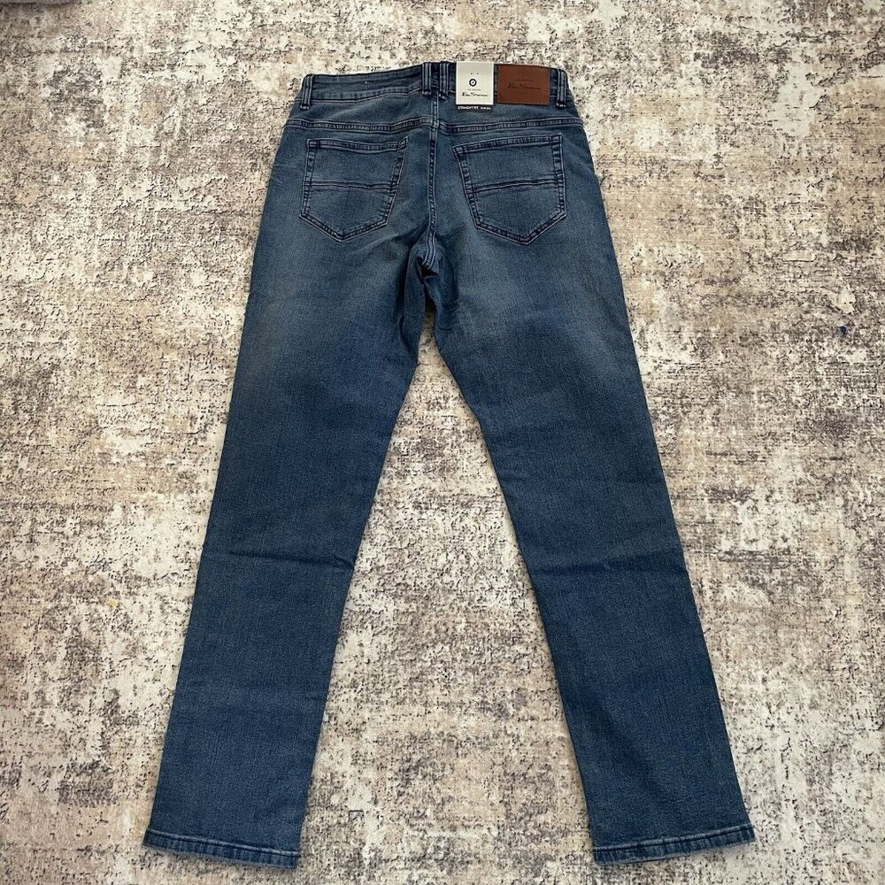 Ben Sherman Men Jeans Straight Fit Stretch Denim Blue Astor‎ Med Wash 31x34 NEW - Picture 7 of 8